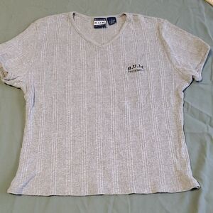 VINTAGE  B.U.M. Equipment Gray V-Neck T-Shirt